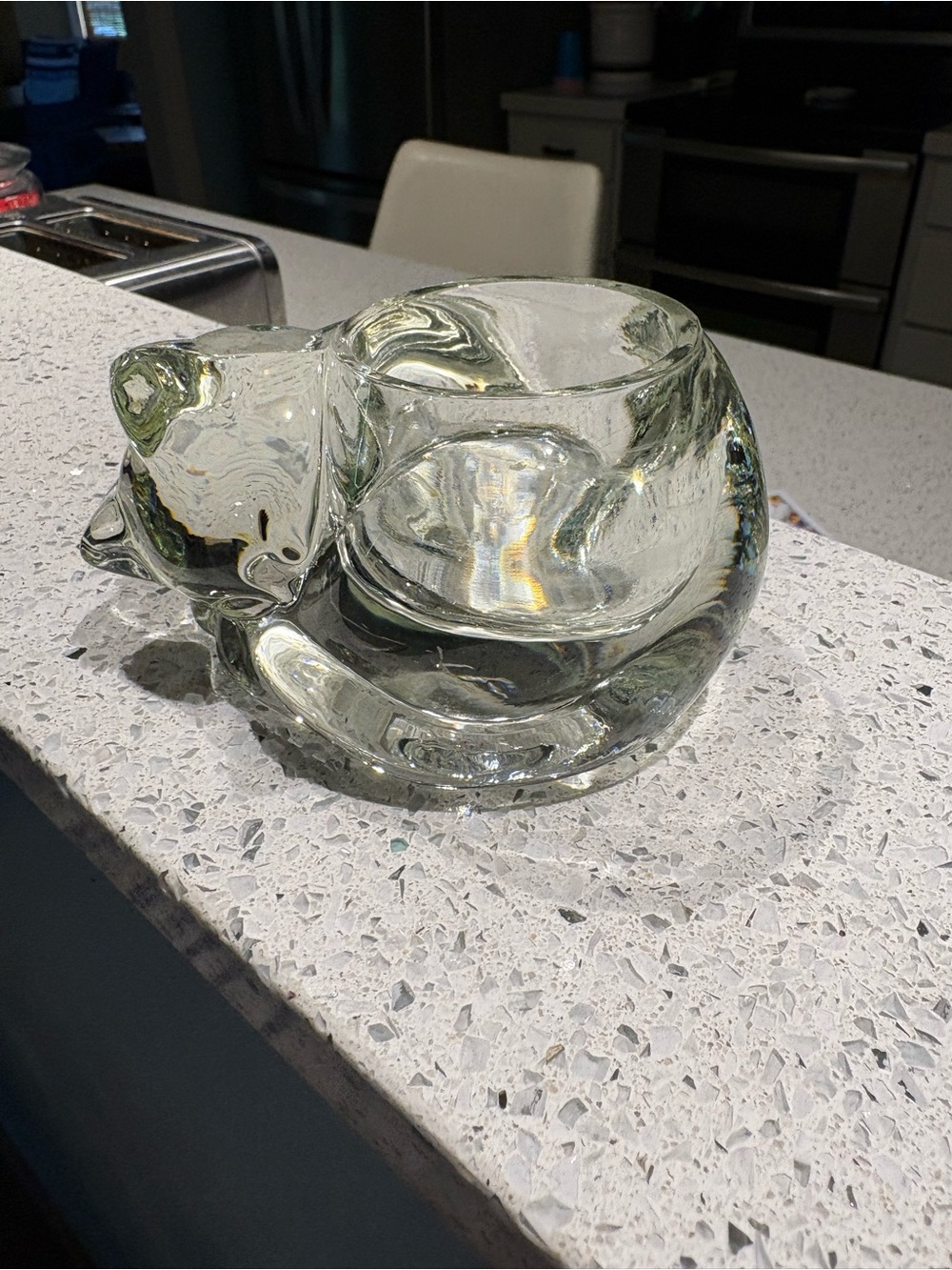 Vintage Avon Sleeping Cat Glass Votive Candle Holder from the 1980s